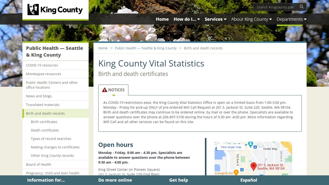 King County Vital Statistics - King County